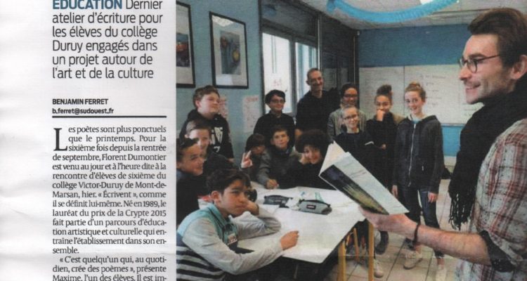 « La poésie n&rsquo;est pas que dans les mots » : la résidence via Sud Ouest